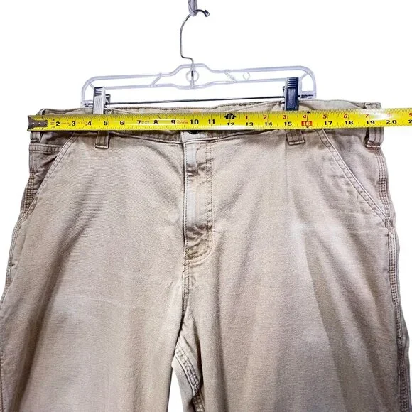 Carhartt Beige Relaxed Fit Canvas Pants Carpenter Cargo Pockets 40x30 RN 14806 - Picture 10 of 16